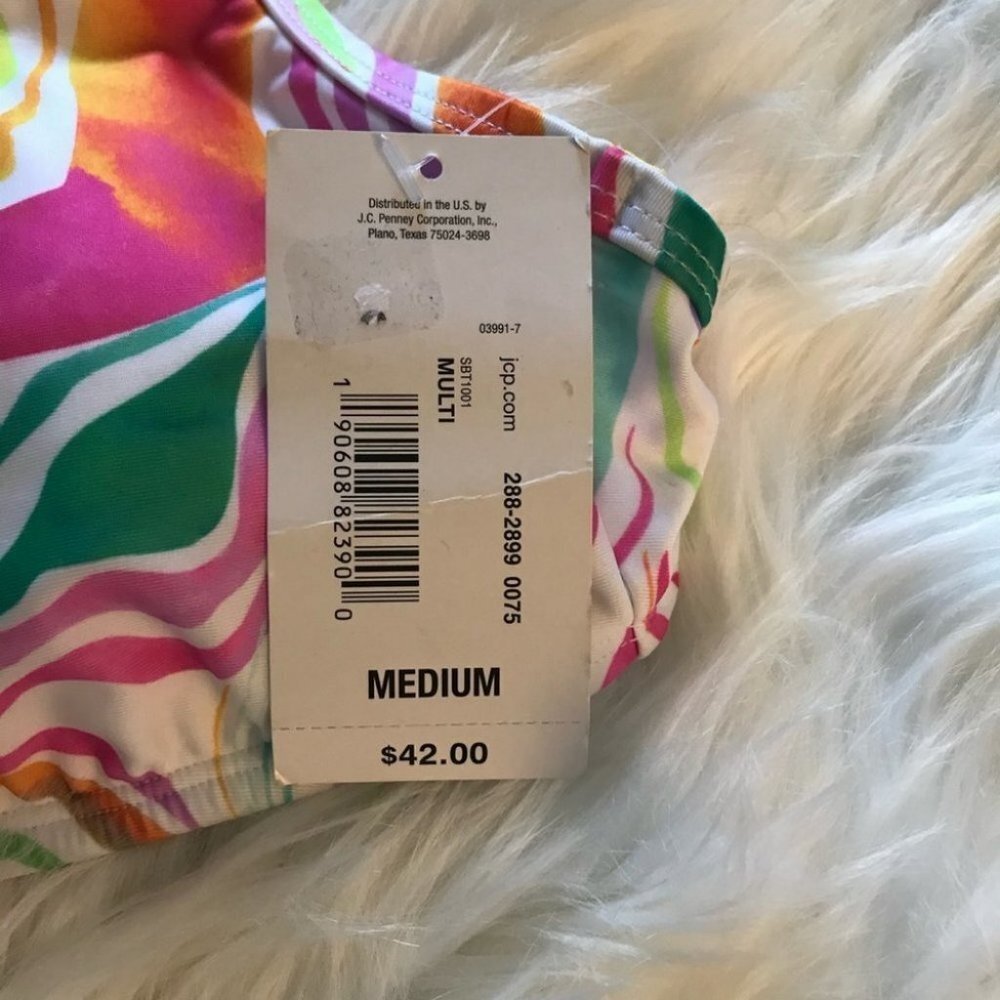 SUGAR BEACH Top With removable pads Swim Swimsuit Multicolor Size M New - Picture 9 of 11